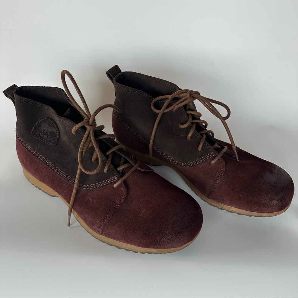 Sorel Greely Men 13 Boots Brown Burgundy Chukka Ankle Suede Lace Up - Picture 4 of 11